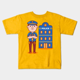 Cute Police Cartoon Kids T-Shirt